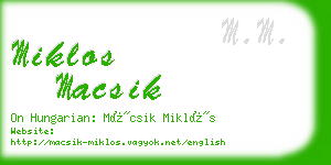 miklos macsik business card